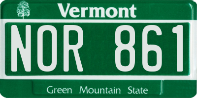 VT license plate NOR861