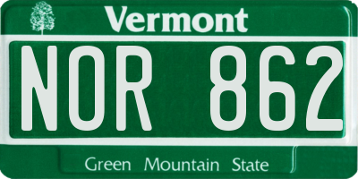 VT license plate NOR862