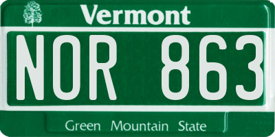 VT license plate NOR863