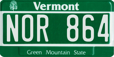 VT license plate NOR864