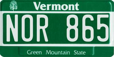 VT license plate NOR865