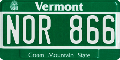 VT license plate NOR866