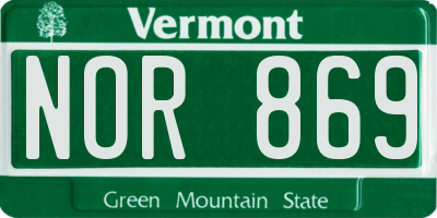 VT license plate NOR869