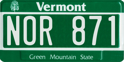 VT license plate NOR871