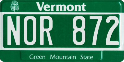 VT license plate NOR872