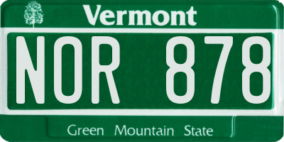 VT license plate NOR878