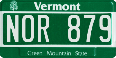 VT license plate NOR879