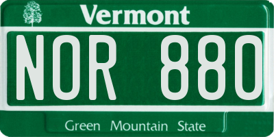 VT license plate NOR880