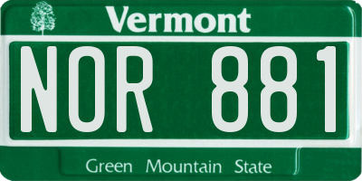 VT license plate NOR881