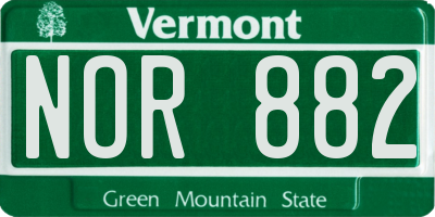 VT license plate NOR882