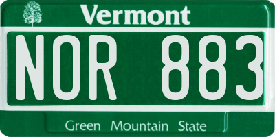 VT license plate NOR883