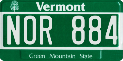 VT license plate NOR884