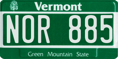 VT license plate NOR885