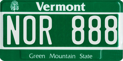 VT license plate NOR888