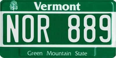 VT license plate NOR889
