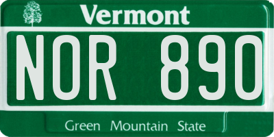 VT license plate NOR890