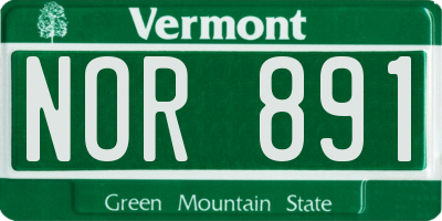 VT license plate NOR891