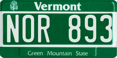 VT license plate NOR893