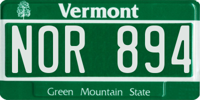 VT license plate NOR894
