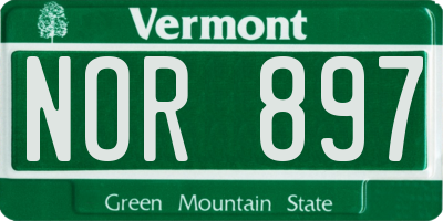 VT license plate NOR897