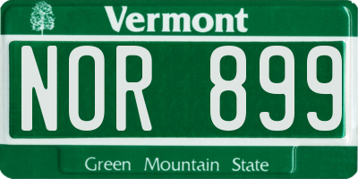 VT license plate NOR899