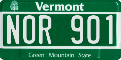 VT license plate NOR901