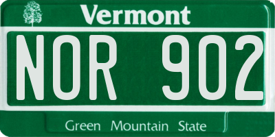 VT license plate NOR902