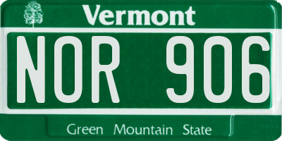 VT license plate NOR906