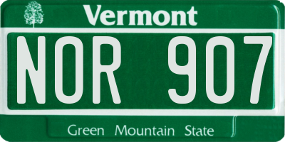 VT license plate NOR907