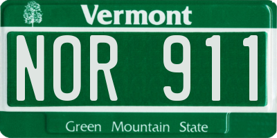 VT license plate NOR911