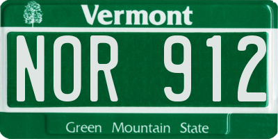 VT license plate NOR912