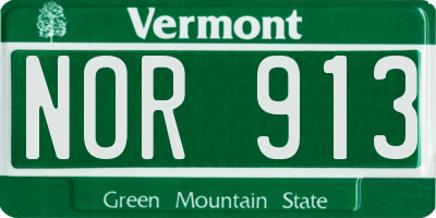 VT license plate NOR913