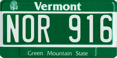 VT license plate NOR916