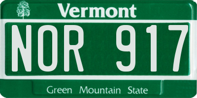 VT license plate NOR917