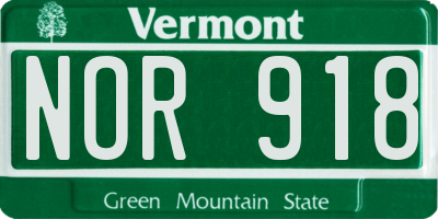 VT license plate NOR918