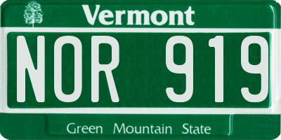VT license plate NOR919