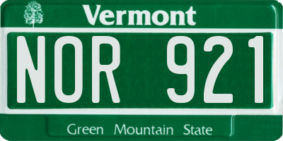 VT license plate NOR921