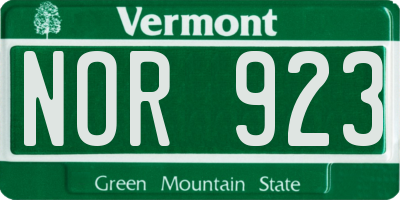 VT license plate NOR923