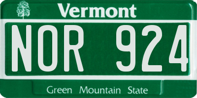 VT license plate NOR924