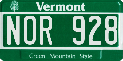 VT license plate NOR928
