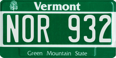 VT license plate NOR932