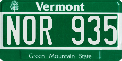 VT license plate NOR935