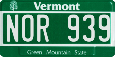 VT license plate NOR939
