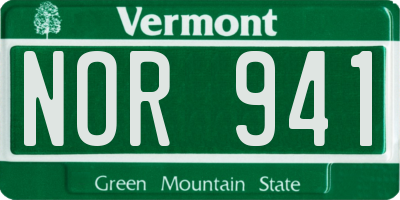 VT license plate NOR941