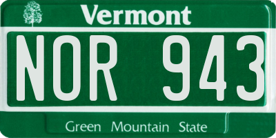 VT license plate NOR943