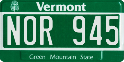 VT license plate NOR945
