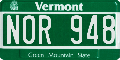 VT license plate NOR948