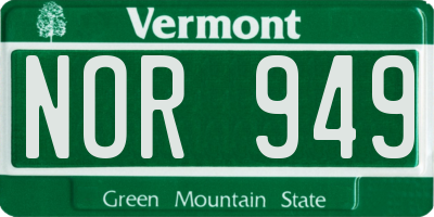 VT license plate NOR949