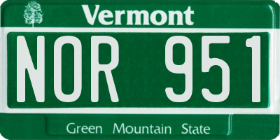 VT license plate NOR951