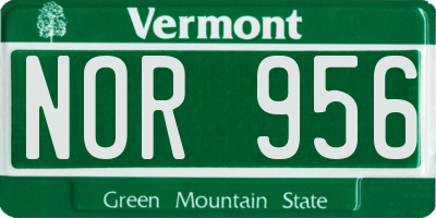 VT license plate NOR956